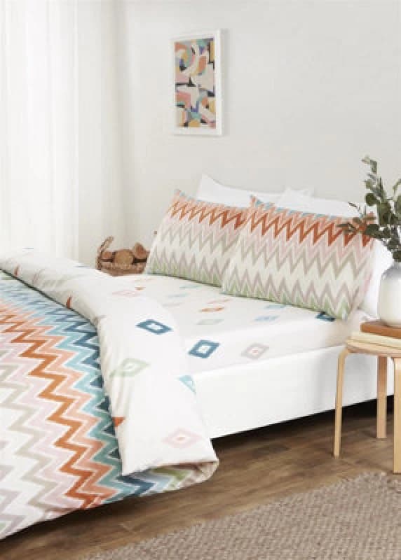 Rapport Home Bali Microfibre Polyester Chevron Complete Duvet Set With Pillowcase Multi