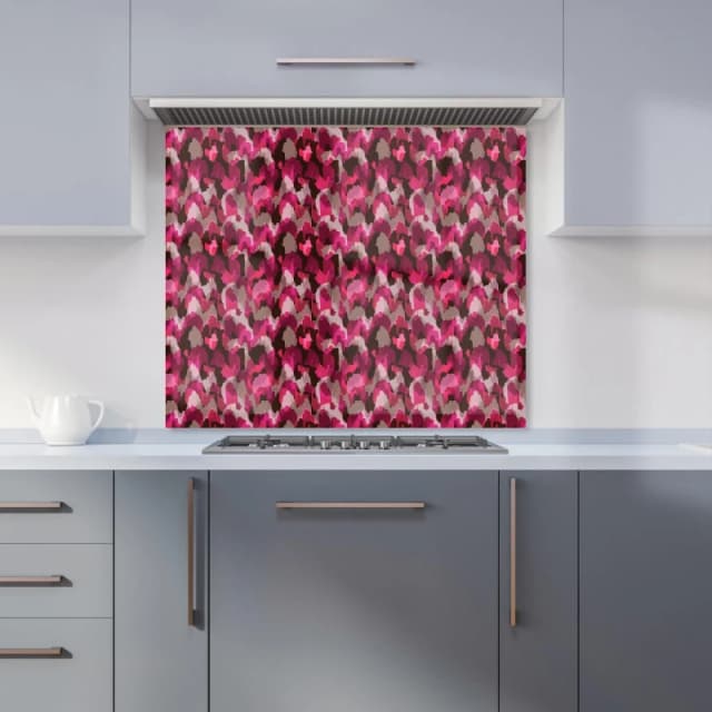 Warren Reed - Designer Modern Flower Pattern Kitchen Splashback in Pink Size: 900mm x 650mm Pink Unisex 900mm x 650mm