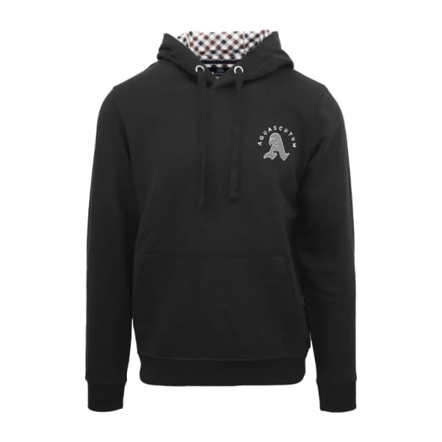 Aquascutum Mens Hooded Sweat Pull Over Hoodie - Black Male S