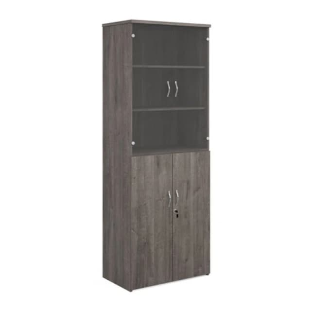 Universal Universal combination unit with glass upper doors 2140mm high with 5 shelves - grey oak R2140COMGO