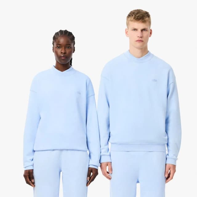 Lacoste Loose Fit Washed Effect Fleece Sweatshirt Light Blue male 2XS