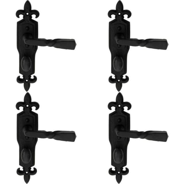 Loops 4x PAIR Forged Twisted Ornate on Bathroom Backplate 226 x 50mm Black Antique Black