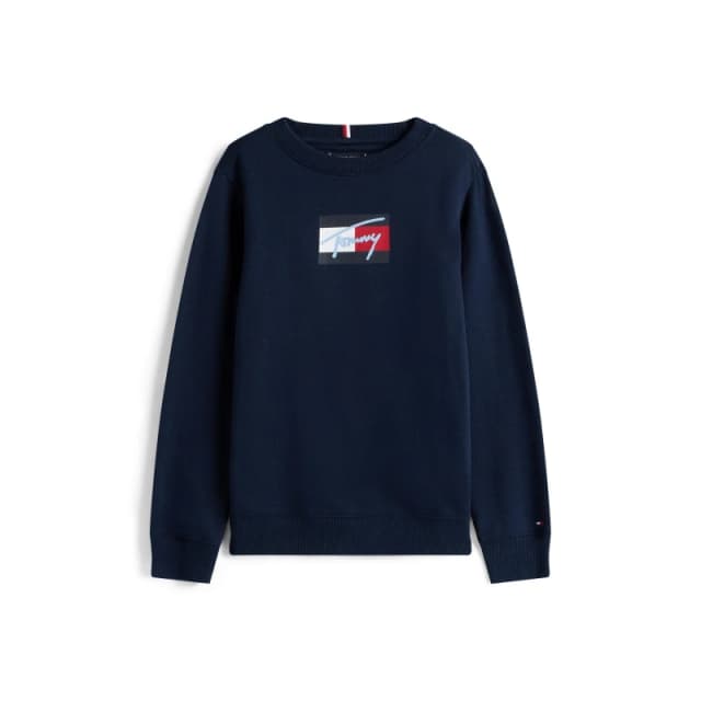 Tommy Hilfiger Kids Soft Fabric Crew Sweatshirt Night Navy C1G male 8Y
