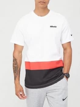 Nike Sportswear Air Blocked Short Sleeve Tee - White/Red