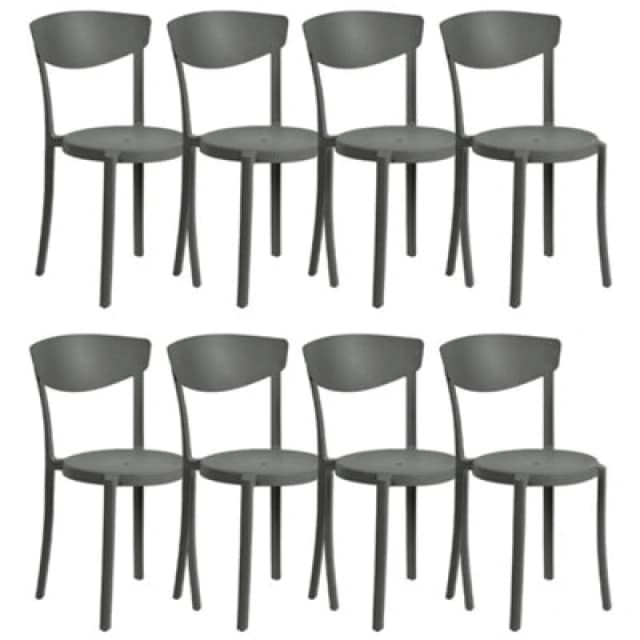 Beliani Set Of 8 Dining Chairs Vieste Dark Grey