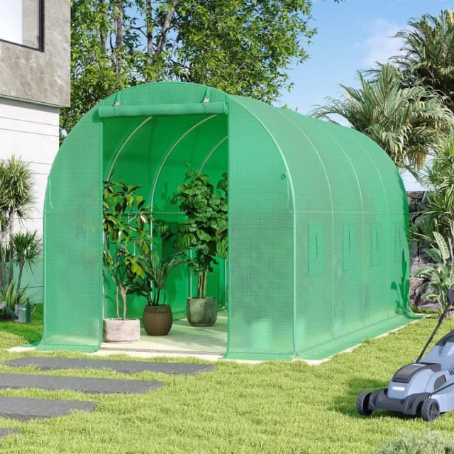 Breeins Metal Framed Walk-in Greenhouse Green Green L