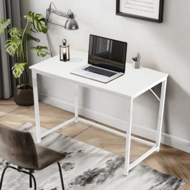 House of Home Desk Computer PC Laptop Home Office Work Desk Study Writing White Grained Style 80cm Black unisex