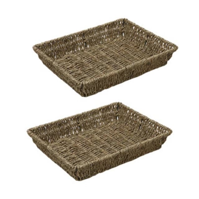 JVL Seagrass Rectangular Storage Tray Brown