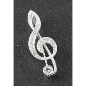 Music Collection Silver Plated Treble Clef Brooch