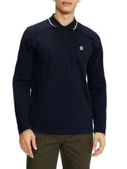 Ted Baker Long Sleeve Embroidered Logo Polo Shirt - Navy, Size 2, Men