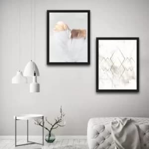 Gold 2 Set Multicolor Decorative Framed Painting (2 Pieces)