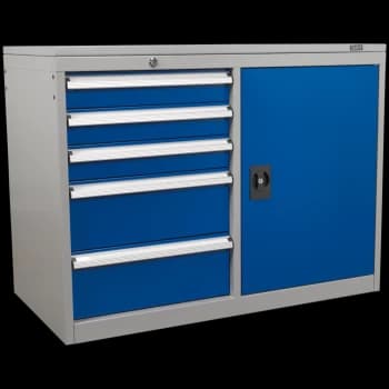 Sealey Premier Industrial Cabinet and Locker 5 Drawer Blue / Grey