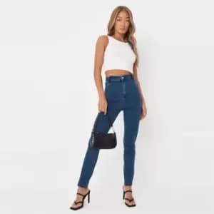 Missguided Seam Detail High Waisted Jeans - Blue