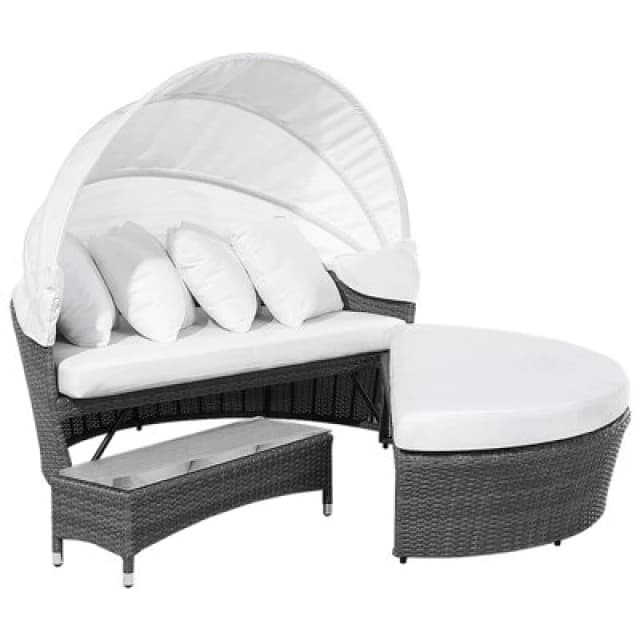 Beliani Garden Daybed Sylt Lux Pe Rattan Grey