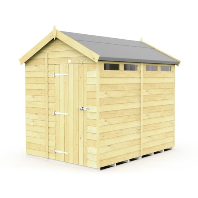 Buttercup Farm 6 x 8 Feet Apex Security Shed - Single Door - L243 x W175 x H217cm in Brown Brown Unisex