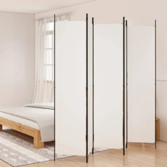 Vidaxl 5-panel Room Divider Folding Privacy Protection Screen Room Separator Paravent Wall Partition Panel Screen White 250X220 Cm Fabric, White 35020