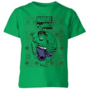 Marvel Avengers Hulk Kids Christmas T-Shirt - Kelly Green - 11-12 Years