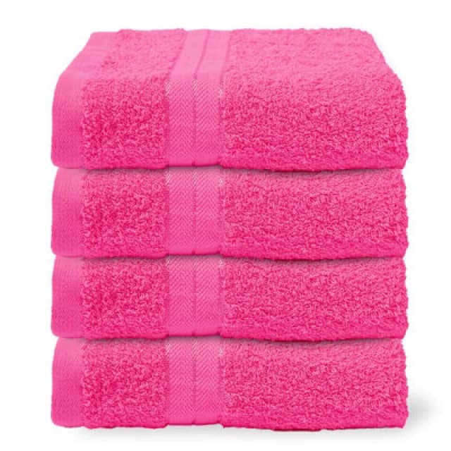 OHS OHS 4 Pack of 100% Cotton Bathroom Hand Towel in Pink Pink Hand Towel Unisex 5027434228898