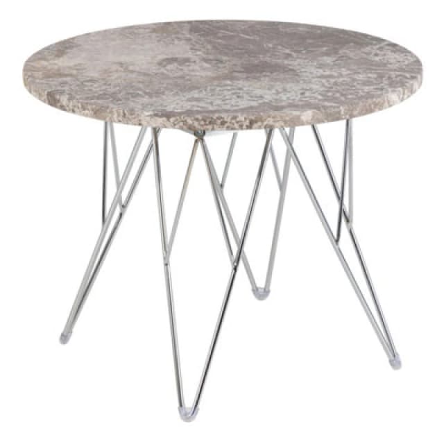 Furniture To Go Prunus Round Side Table With Grey-Brown Marble Top