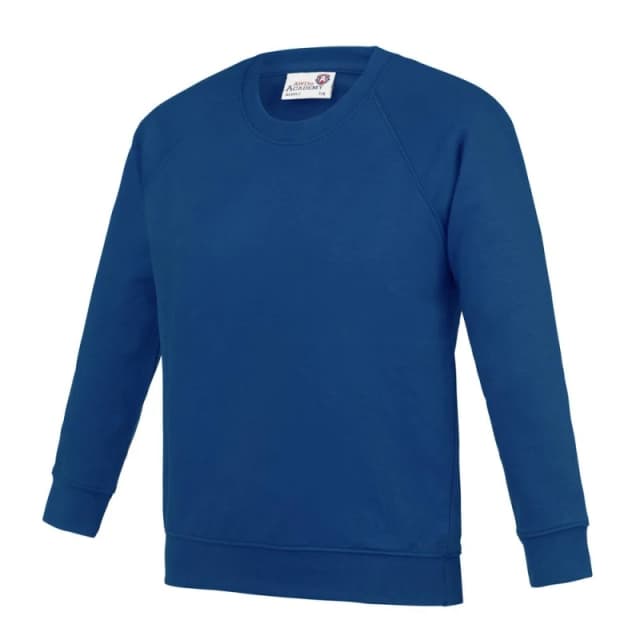 AWDis Academy Crew Neck Raglan School Sweatshirt in Royal Size: 11-12 Years Royal Unisex 11-12 Years
