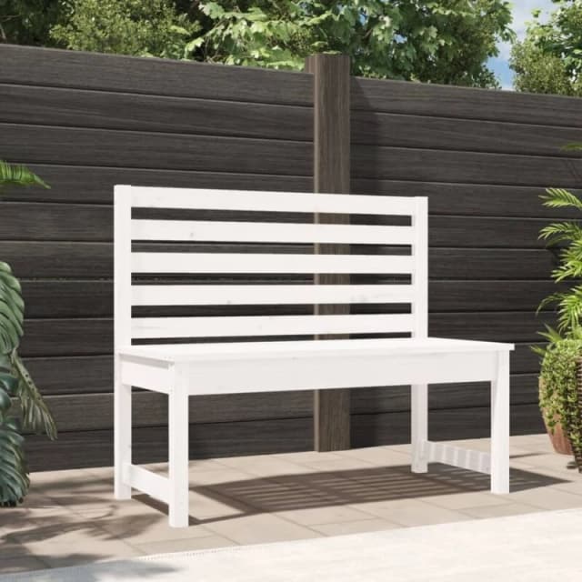 VIDAXL Garden Bench White 109cm Solid Wood Pine vidaXL 8720845691554