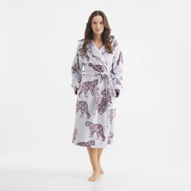 Chelsea Peers Womens Burnout Fluffy Dressing Gown Purple Tigers female 8 (XS)