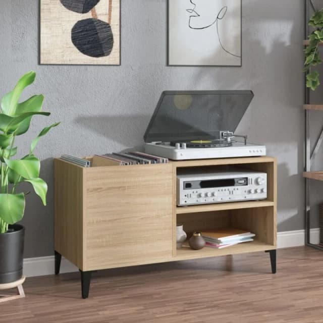 VIDAXL Record Cabinet Sonoma Oak 84.5x38x48cm Engineered Wood Vidaxl 8720845878580