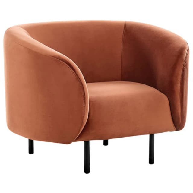Beliani Retro Velvet Armchair Orange Loen