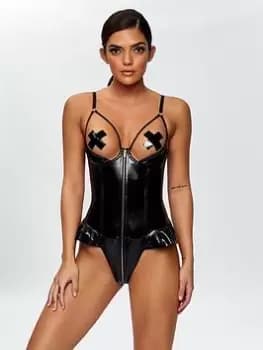 Ann Summers Bodywear Uninhibited Crotchless Teddy - Black Size M Women