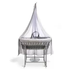 Clair de Lune 6 Piece Waffle Moses Basket Starter Set - Grey Waffle/Grey Basket