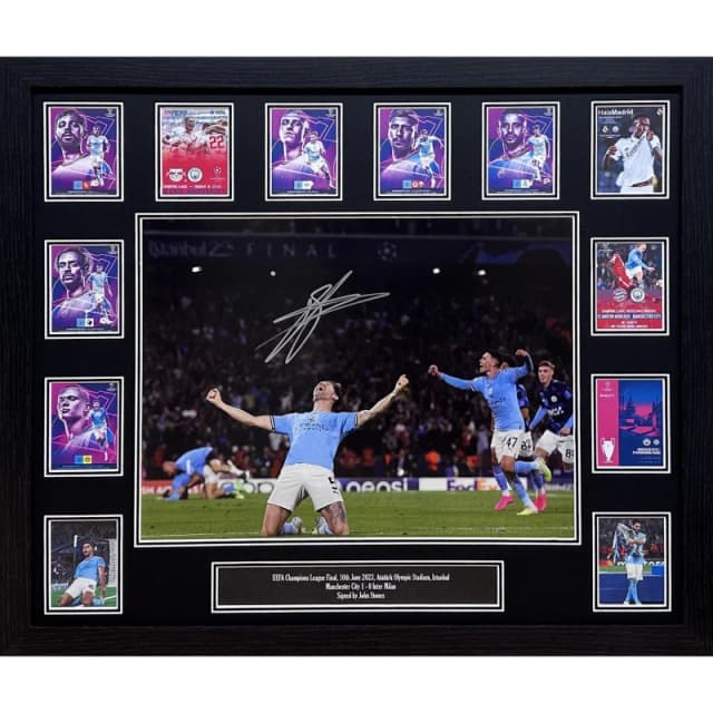 AllStarSignings Ltd John Stones signed Manchester City photo Blue unisex One Size