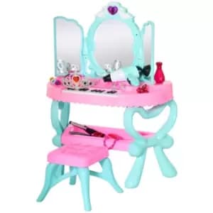 Homcom 2 In 1 Kids Vanity Dressing Table Play Set 13 Key Piano Keyboard Aged 3-6