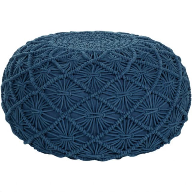 Beliani Pouffe Macrame Berkane Cotton Navy Blue