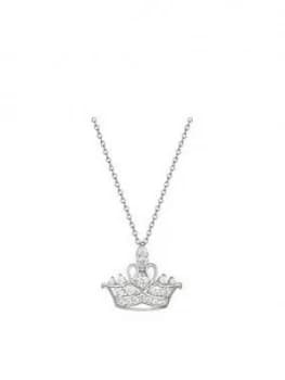 Disney Princess Sterling Silver Crystal Tiara Pendant Necklace