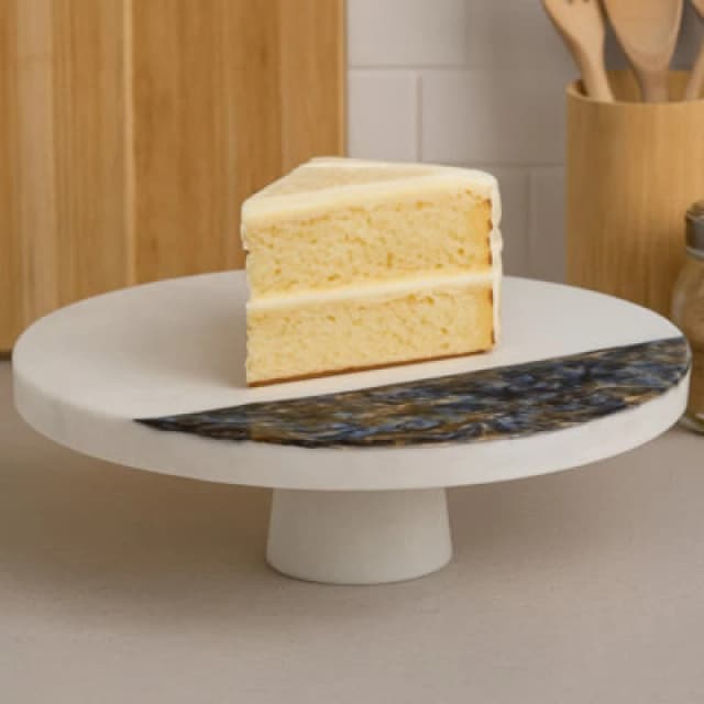 Premier Housewares Imogen White Marble Round Cake Stand White