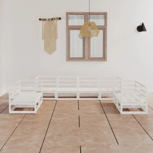 VIDAXL 8 Piece Garden Lounge Set White Solid Pinewood Vidaxl 8720286465639