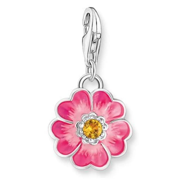Thomas Sabo 2208-496-7 Silver Charm Pendant With Pink Flower Jewellery