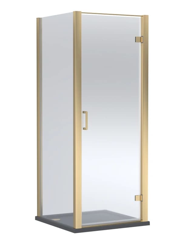 Balterley Hinged Shower Door & Tray: 800x800mm Brushed Brass/Slate Grey in Metallics Metallics Unisex