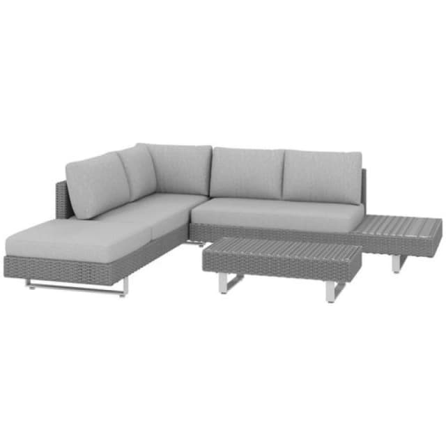Outsunny 3pc Rattan Wicker Sofa Set with Tea Table & Cushions, Light Grey Light Grey