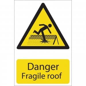 Draper Danger Fragile Roof Sign 200mm 300mm Standard