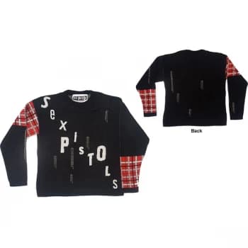 Sex Pistols - The - Distressed Tartan Logo Unisex Medium Jumper - Black
