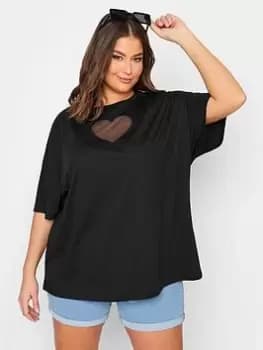 Yours Hear Cut Out Tee Black, Size 18, Women