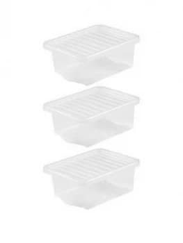 Wham Set Of 3 Clear Plastic Crystal Storage Boxes