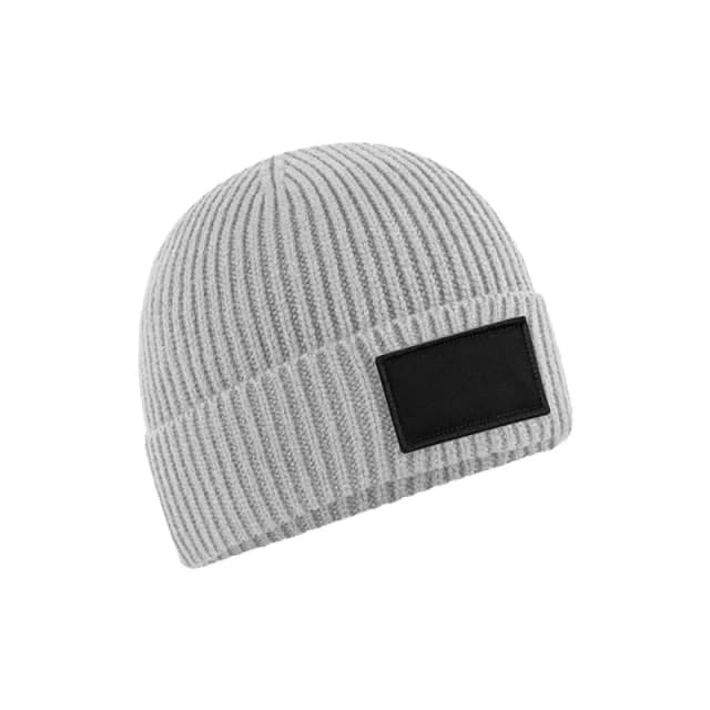Beechfield Beechfield Men Fashion Woven Patch Beanie in Mid Grey Mid Grey One Size Male 5063238248076