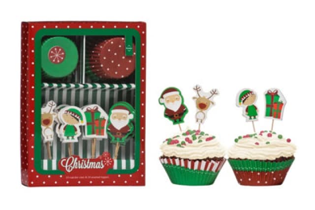 Premier Housewares Christmas Cupcake Cases And Toppers Set Multi