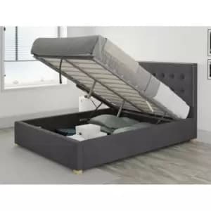 Presley Ottoman Upholstered Bed, Plush Velvet, Steel - Ottoman Bed Size Double (135x190)