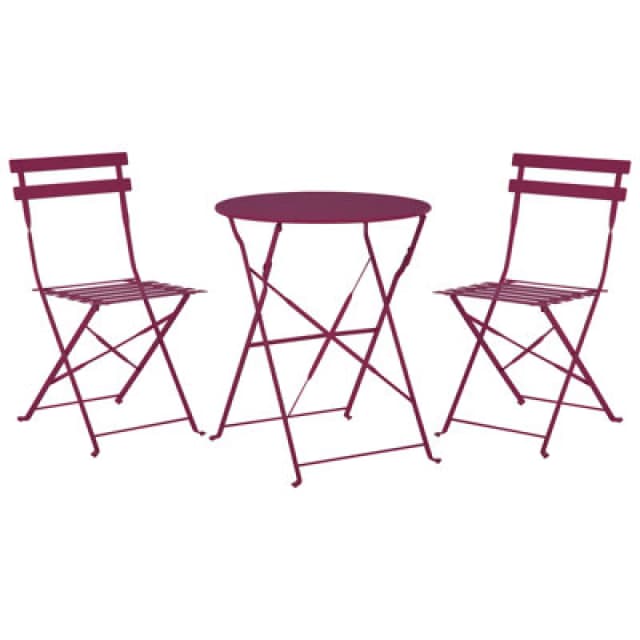 Beliani Bistro Set Folding Fiori Metal Burgundy
