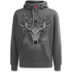 Horned Spirit Mens Medium Hoodie - Charcoal Grey