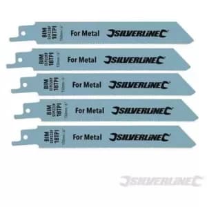 Silverline - 427542) Recip Saw Blades for Metal 5pk Bi-Metal - 18tpi - 150mm