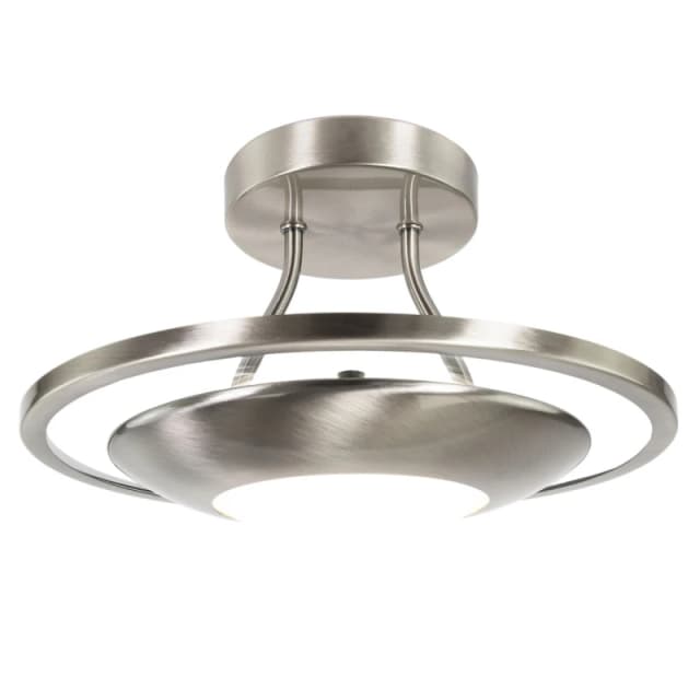 Happy Homewares Semi Flush Energy Saving LED Ceiling Light in Brushed Metal Finish in Metallic Silver Metallic Silver Unisex
